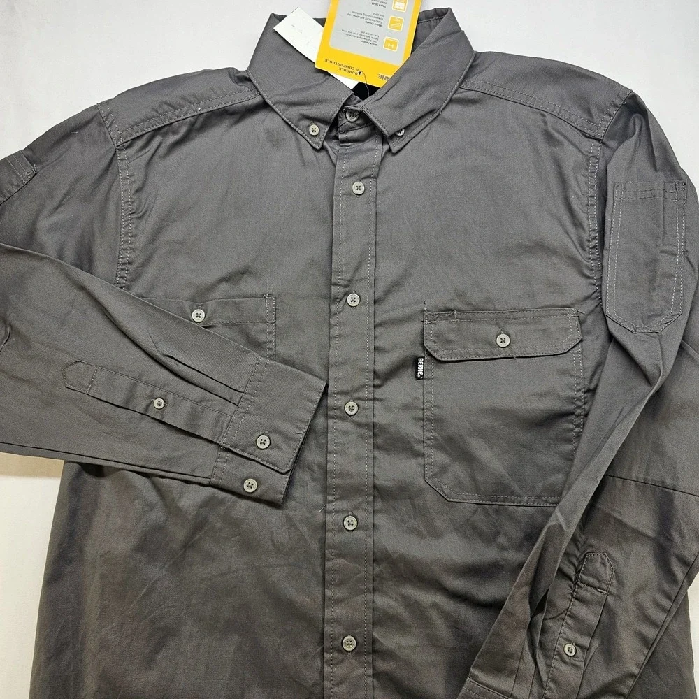 Berne Workwear‎ Men's M Button Down Work Shirt Gray Long Sleeve Utility NEW